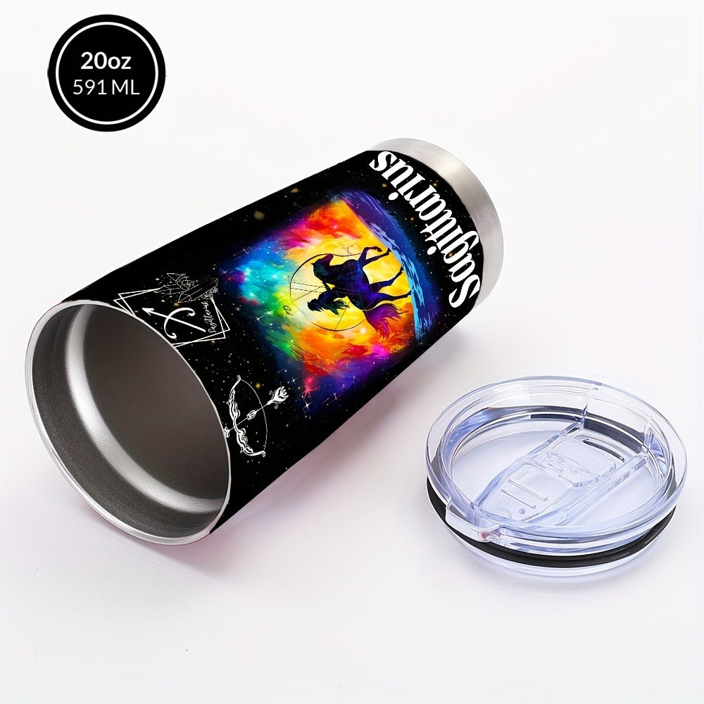 Zodiac Sign Insulated Tumbler 20oz Stainless Steel Travel Cup with Lid & Straw Hot Cold Drinks Horoscope Coffee Mug Gift for Men Women Birthday Christmas