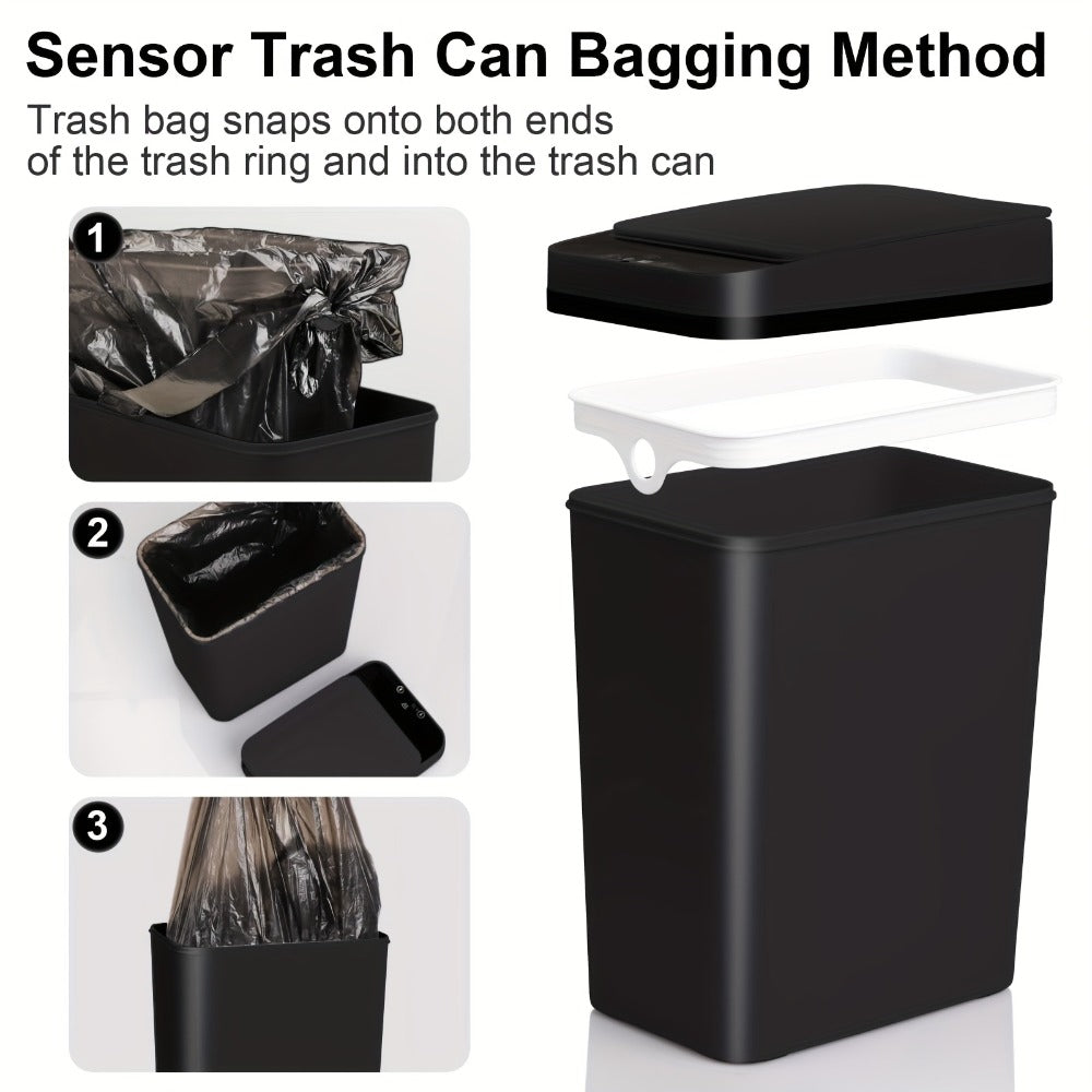 Motion Sensor Trash Can 2 Pack Touchless Automatic 4.2 Gal and 2.6 Gal with Lids Narrow Electric Garbage Bin for Bathroom Bedroom Office