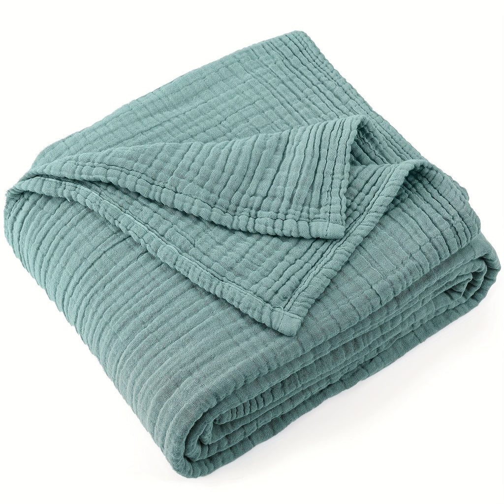 Muslin Blanket 100% Cotton 6-Layer ¨C Breathable Soft Gauze Throw for Couch & Bed, All Season, Machine Washable, 13 Colors, 5 Sizes