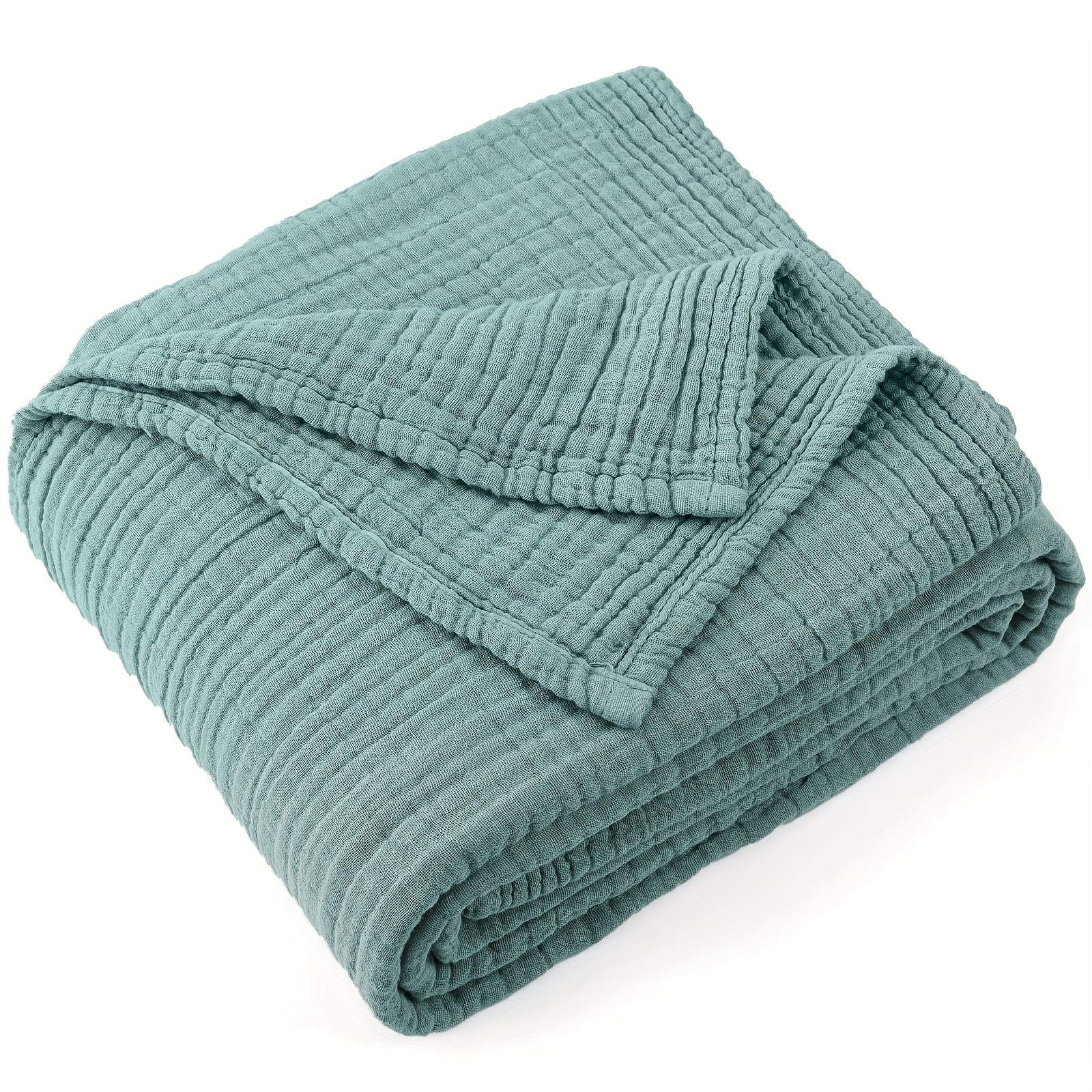 Muslin Blanket 100% Cotton 6-Layer ¨C Breathable Soft Gauze Throw for Couch & Bed, All Season, Machine Washable, 13 Colors, 5 Sizes