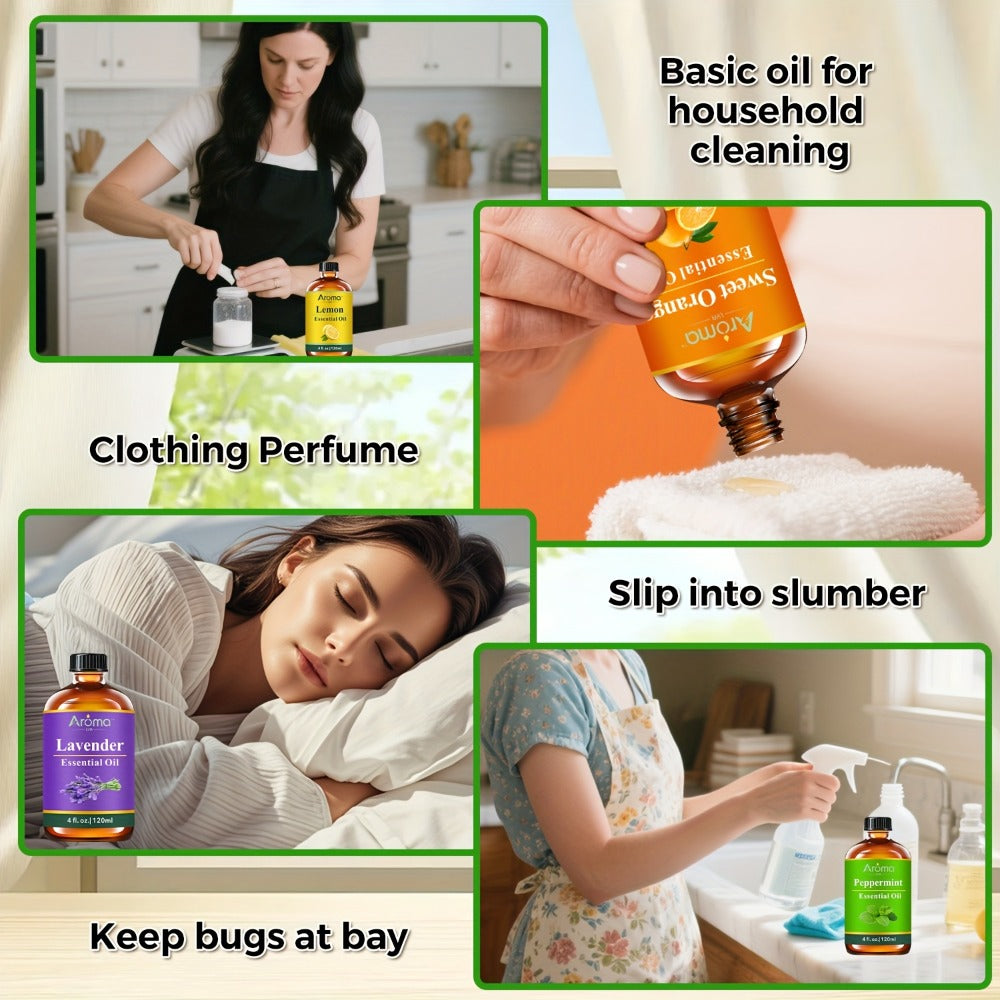 Lavender Essential Oil 4oz ¨C Pure Aromatherapy Oil for Diffuser, Candle, Humidifier & Massage | Also in Eucalyptus, Frankincense, Peppermint, Lemon & More