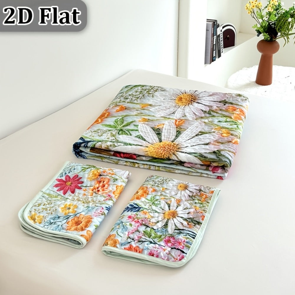 Comforter Set 2 3 Piece Colorful Floral Print Quilt with Pillowcases, Soft Breathable Hypoallergenic Machine Washable Quilted Bed Cover for Twin Full Queen King, Boho Flower Bedding Room Decor