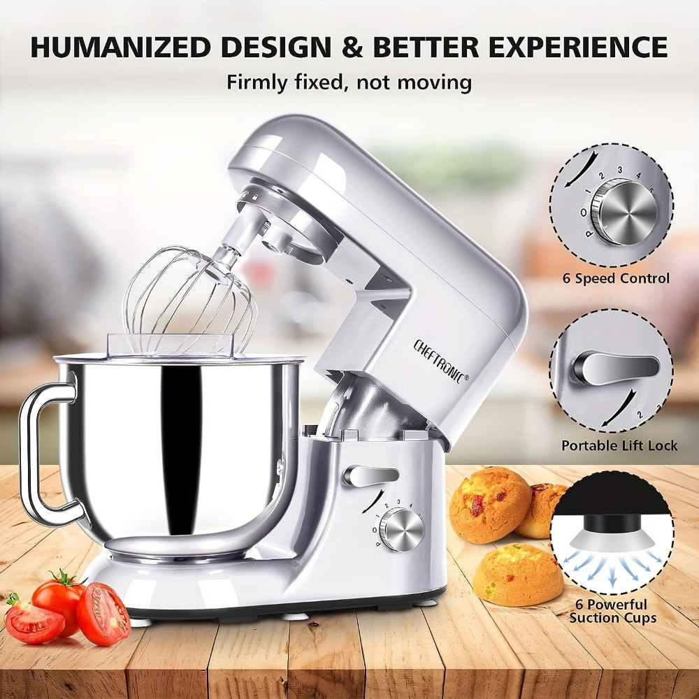 Electric Stand Mixer 7QT 650W ¨C CHEFTRONIC Tilt-Head Dough Mixer with 6 Speeds, Dough Hook, Whisk & Beaters, Splash Guard for Bread, Cake, Pizza, Cookie & More