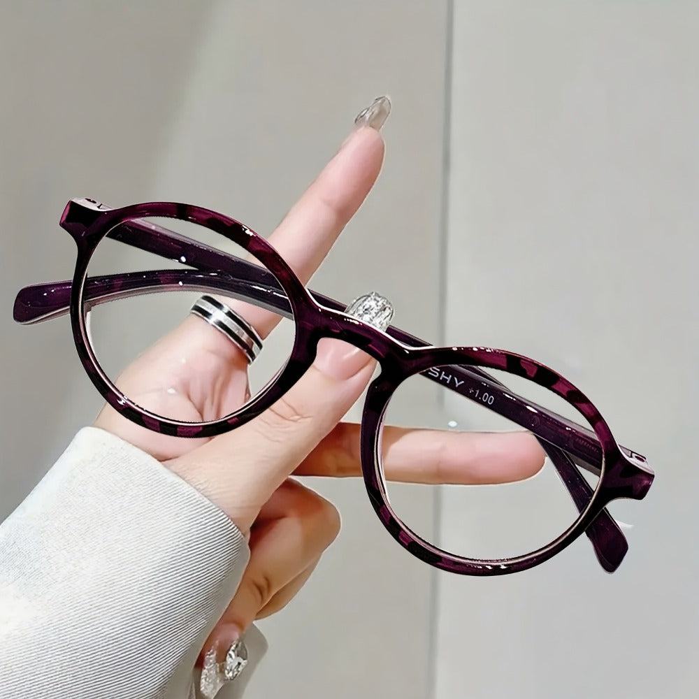 Fashion Reading Glasses 6 Pack for Women and Men Full Frame Round Circle PC Frame Multi-Color Lightweight Durable Lenses Vision Aid Readers Magnification Plus 1.0 to Plus 4.0 Mixed Color Value Set