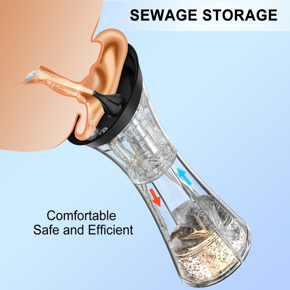 Electric Ear Irrigation Kit Upgraded 4-Speed Dual Tank Design ¨C 6 Tips Hydraulic Ear Wax Removal with Water Temp Sensor, Visual Waste Tank, USB Rechargeable, Nozzle Belt, Safe Home Ear Cleaner