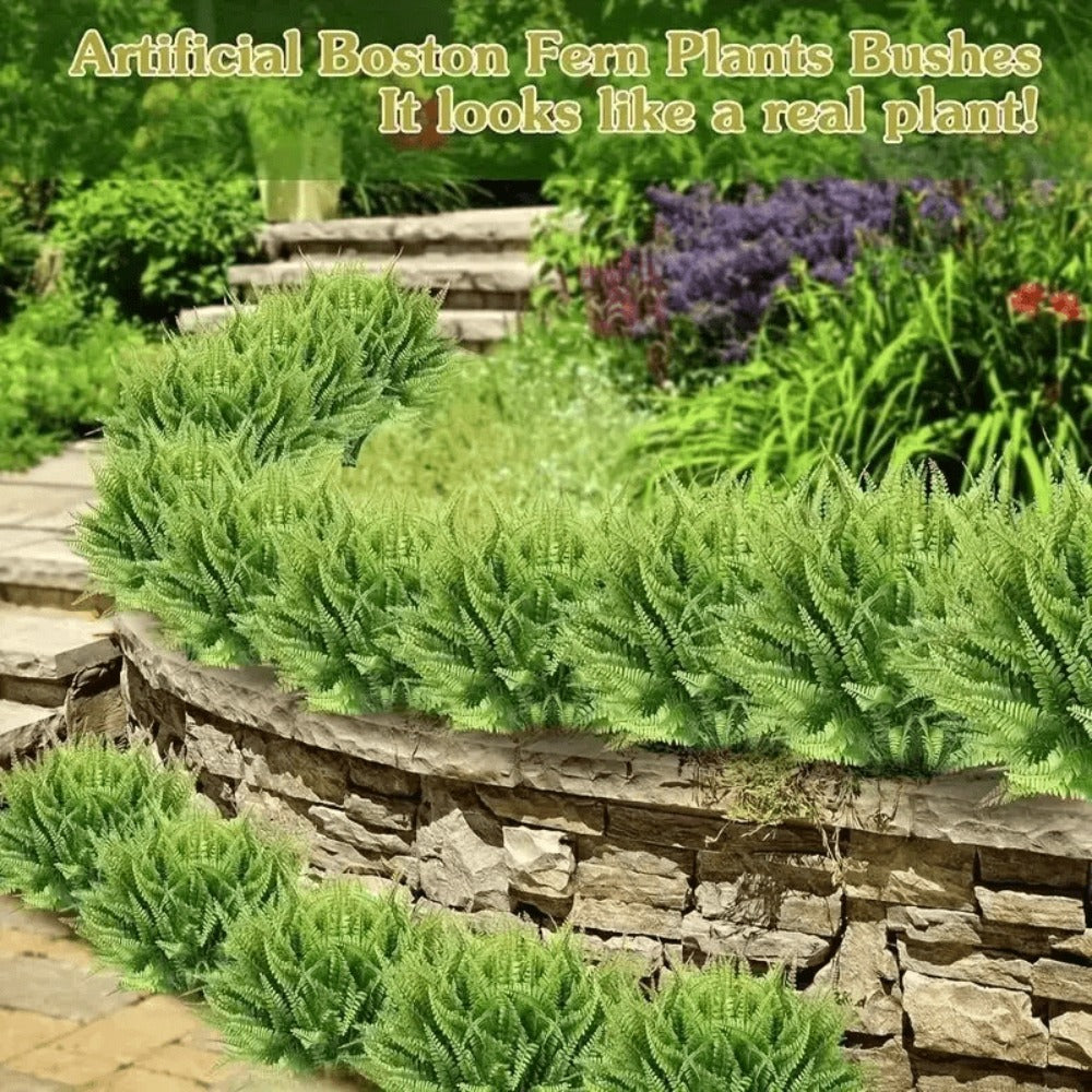 Artificial Boston Fern Plants 10 Pack ¨C Fake Faux Ferns for Indoor Outdoor Home Garden Office Porch Decor