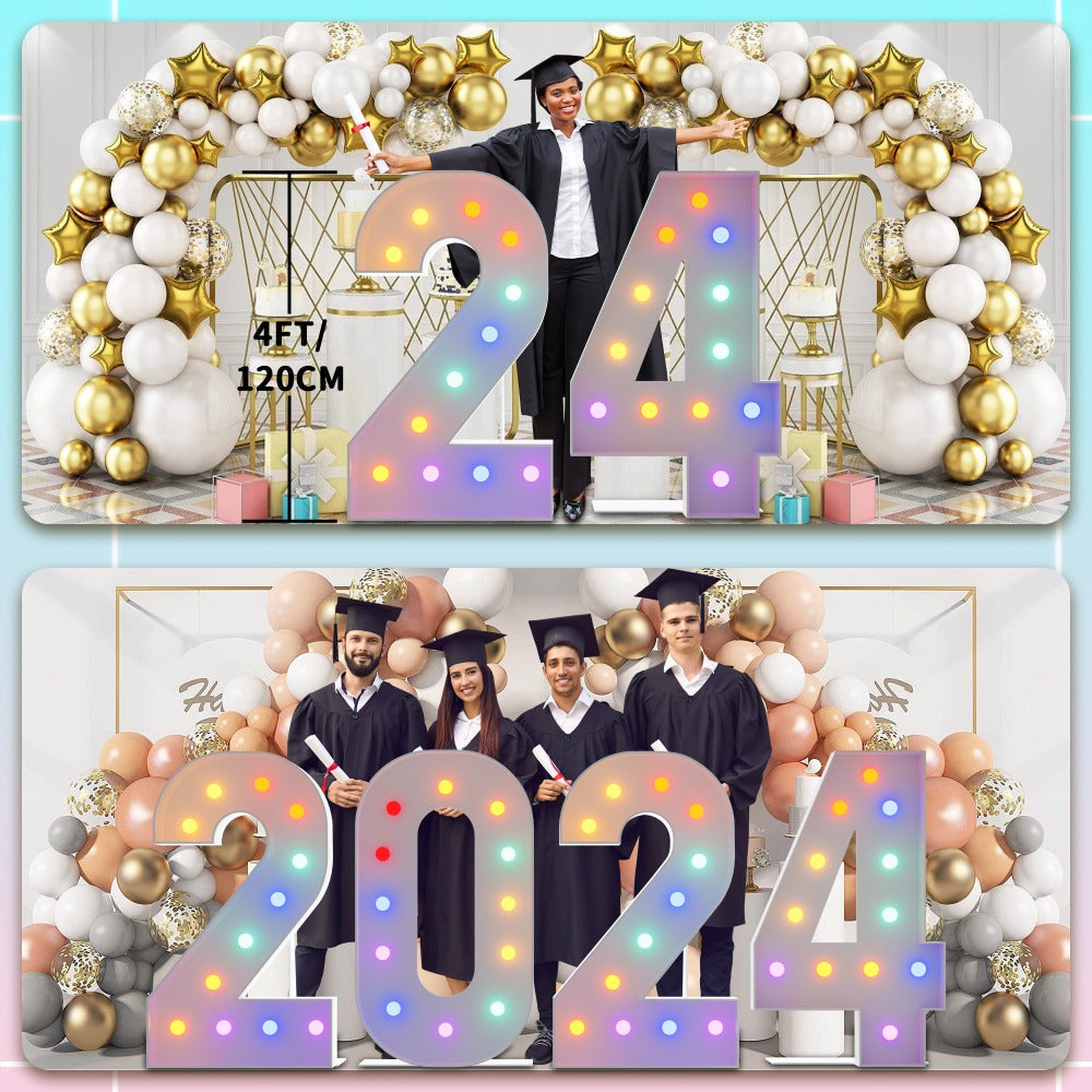 Marquee Number Lights 4 Feet Tall LED Light Up Numbers 0-9 20 for Birthday Party Anniversary Graduation Decoration 11 Colors 3 Flash Modes Foam Board String Lights Included