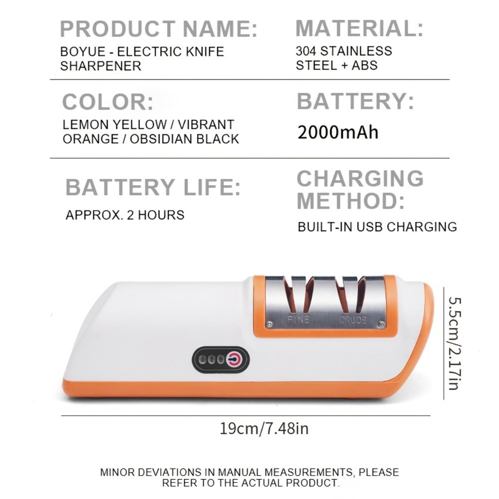Electric Knife Sharpener 2-Stage ¨C Automatic Professional Kitchen Knife Sharpener with Built-In Guides & Sanding Wheel for All Knives, Santoku, Fillet, Chef & Hunting Blades