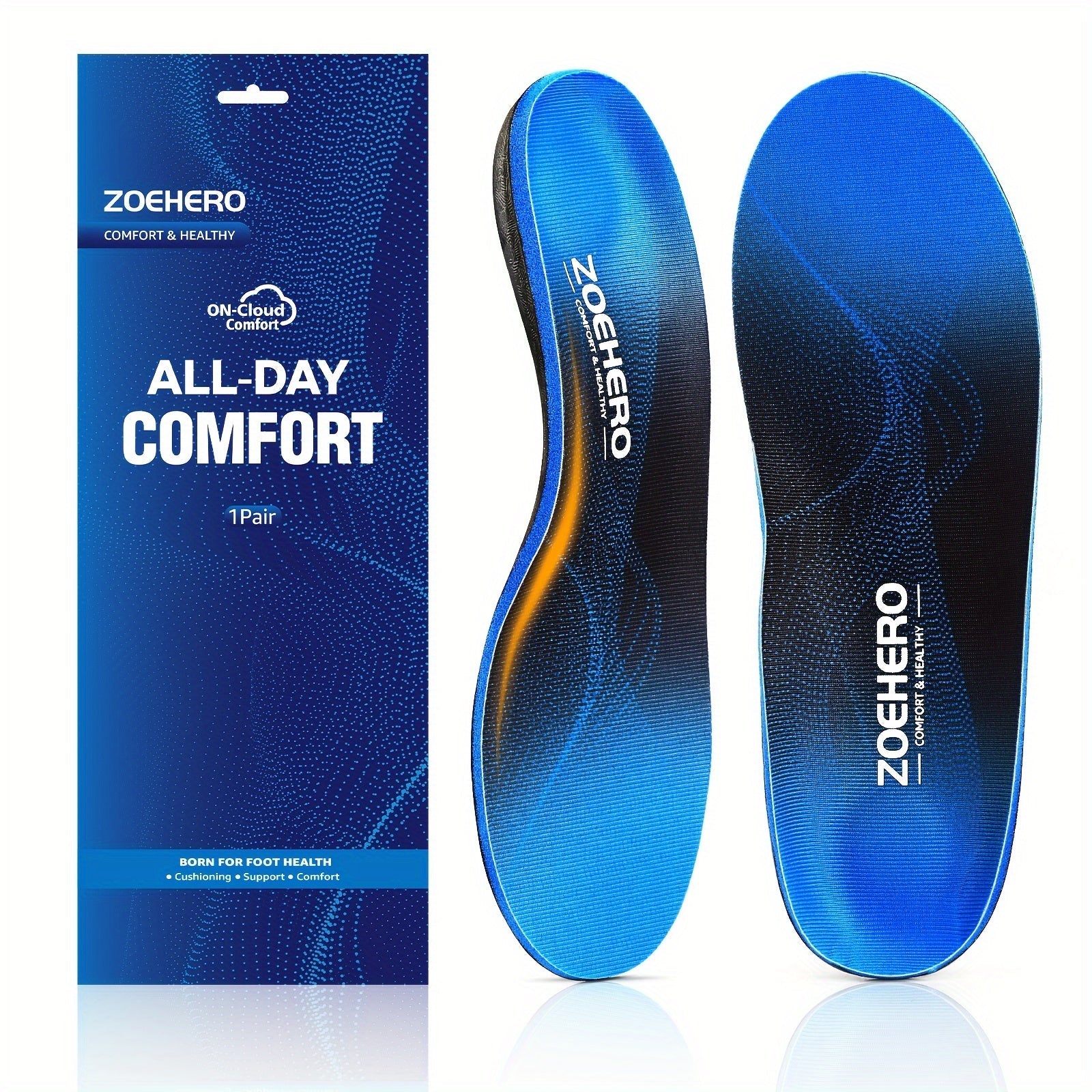 Arch Support Insoles for Men & Women ¨C Heavy Duty Shoe Inserts for Flat Feet, Shock Absorption, Plantar Fasciitis Relief, Work Boots, Hiking & Standing All Day
