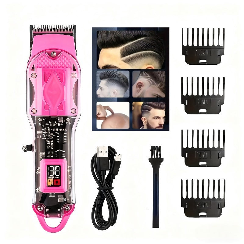 Professional Hair Clippers for Men - Cordless USB Fast Charging with Digital Display, 4 Adjustable Speeds, 4 Limit Combs 0.5-15mm, Rechargeable Lithium Battery, Barber-Grade Portable Clipper Kit 1 or 3 Piece