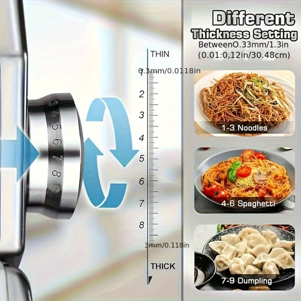 Pasta Machine with 8 Adjustable Thickness Settings, 2-in-1 Stainless Steel Manual Pasta Maker with Roller & Cutter, Homemade Noodle Maker for Spaghetti Fettuccine Lasagna Dumpling Wrappers
