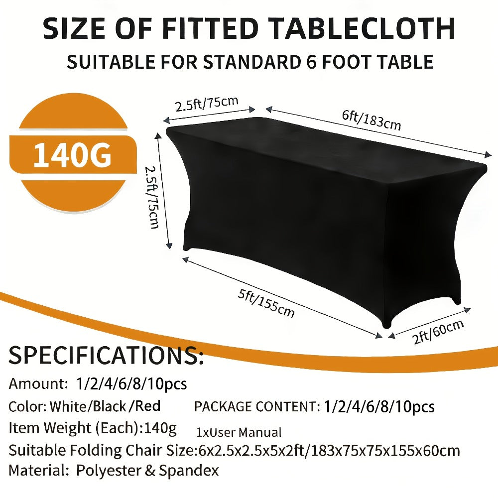 Spandex Tablecloth 6 Foot Rectangular Stretch Table Cover for Parties Weddings Banquets ¨C Wrinkle-Free Full Coverage Fitted Table Cloth for Events