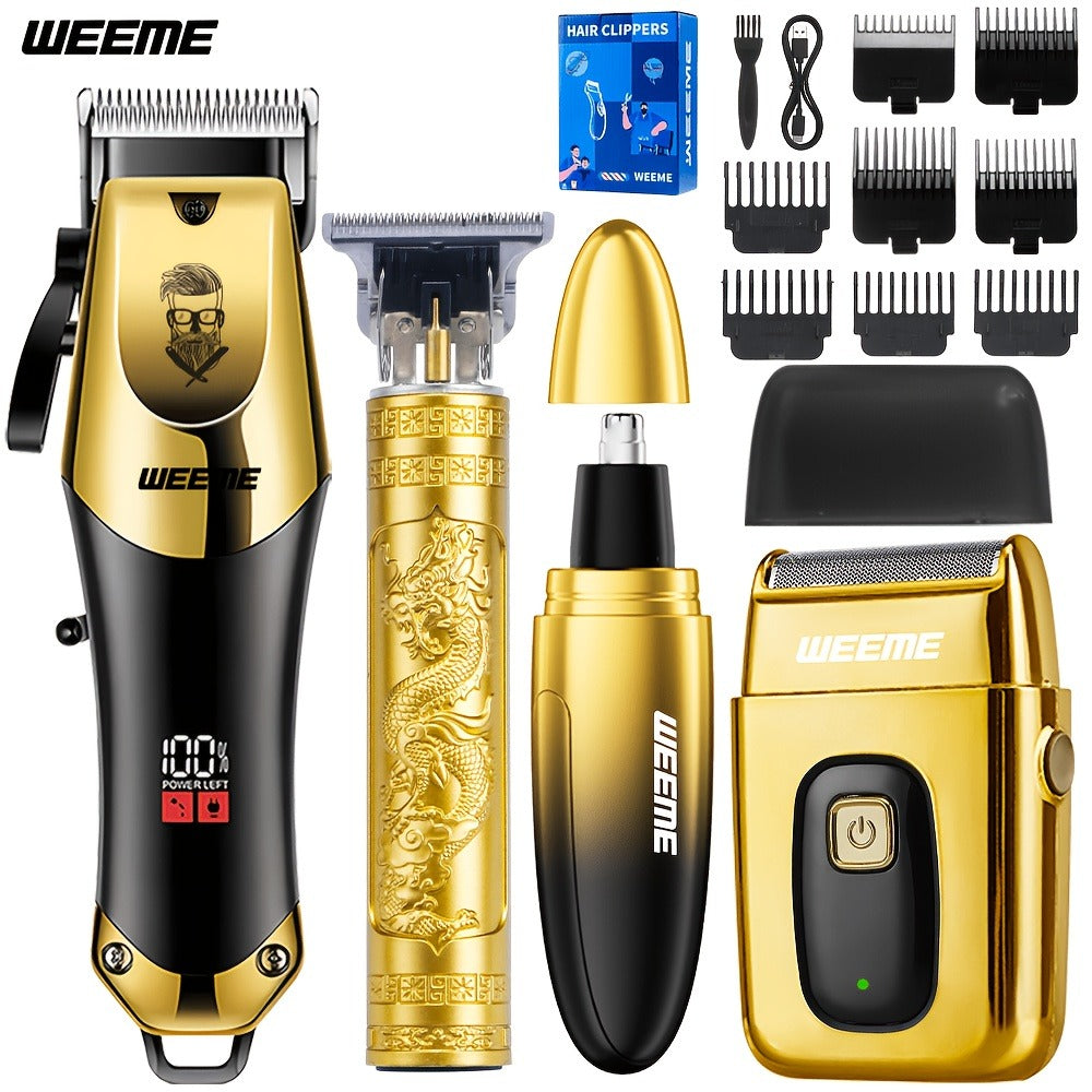 Men's Professional Hair Clipper and Trimmer Set Wireless USB Rechargeable Hair Cutting Kit for Hair and Beard Precise Grooming Gift for Dad Boyfriend Father's Day
