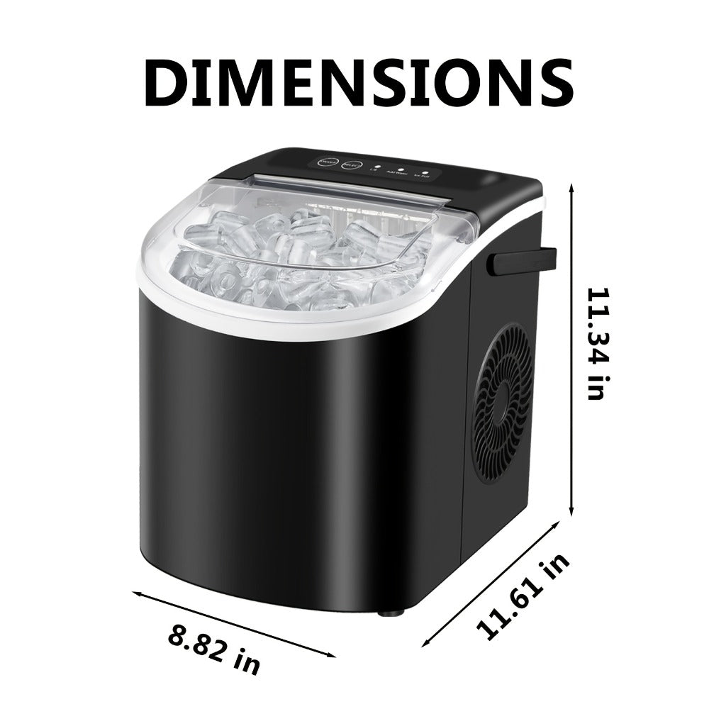 Ice Maker with Basket & Scoop ¨C 26 Lbs/Day Countertop Bullet Ice Machine, 9 Cubes in 6 Mins, Self-Cleaning, 5 Colors Pink White Green Silver Black, for Home, Kitchen, Office, Bar, RV & Camping