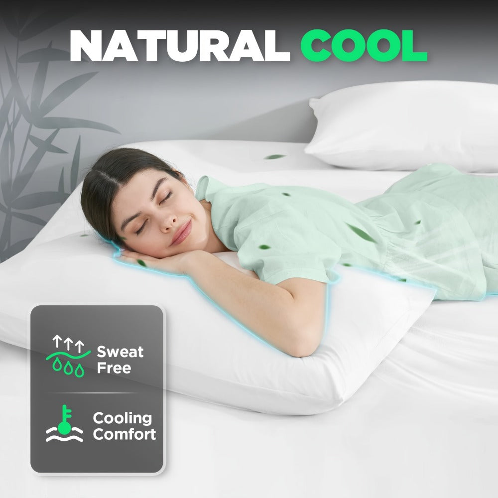 Bamboo Cooling Bed Sheet Set 3 Piece 100% Bamboo Fiber Fitted Sheet with Pillowcases - Deep Pocket Breathable Cool Sheets for Hot Sleepers Twin Full Queen King Cal King Olive Black Navy Beige Gray