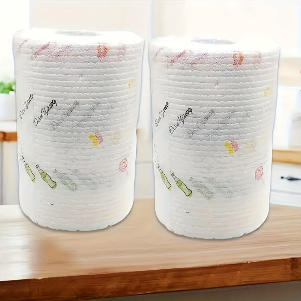 Disposable Kitchen Cleaning Towels Roll 400 Sheets Reusable Dry Wet Multipurpose Dishcloth Degreasing Paper Towel with Wall Hook Lazy Wipes Household Cleaning Supplies