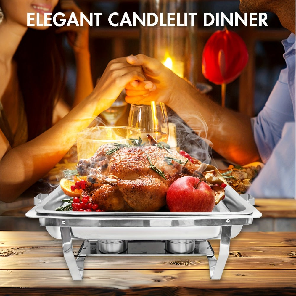 Chafing Dishes Buffet Set 9QT Stainless Steel Food Warmer Trays for Parties Hotel Christmas - 1/2/4/6/8 Pack