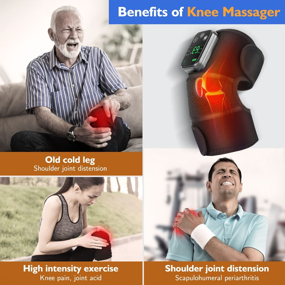 Heated Knee Massager with Heat and Vibration Massage ¨C Wireless Portable Electric Knee Brace Wrap for Pain Relief, Arthritis, Joint Stiffness ¨C 3-in-1 Shoulder Elbow Knee Heating Pad, Gift for Elderly