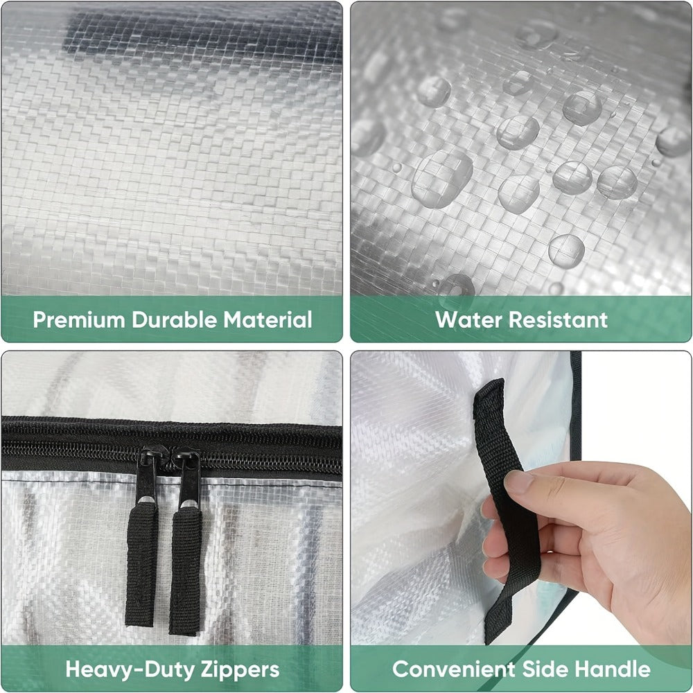 Heavy-Duty Moving Bags Set of 6 ¨C Oversized Storage Totes with Reinforced Handles & Snap-Close Lid, Space Saver Bags for Clothes, Quilts & Moving Supplies, Transparent