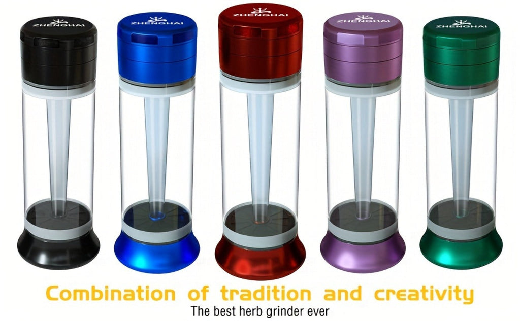3-in-1 Herb Grinder with Cone Loader & Rolling Machine, Multifunctional Tobacco Grinder Blunt Joint Roller Filling Storage All-in-One with Cleaning Brush, Spice Grinder for Home Use, Black Red Blue