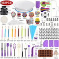 Piping Bags and Tips Set 492pcs Complete Cake Decorating Kit with Turntable Frosting Spatula Chocolate Mold Baking Tools for Beginners Professionals