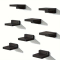 Wall Mounted Wooden Shelves Set of 8 - Small 4 Inch Floating Shelves for Bedroom, Bathroom, Kitchen & Office Decor and Storage, Rustic Style (Pure Black)