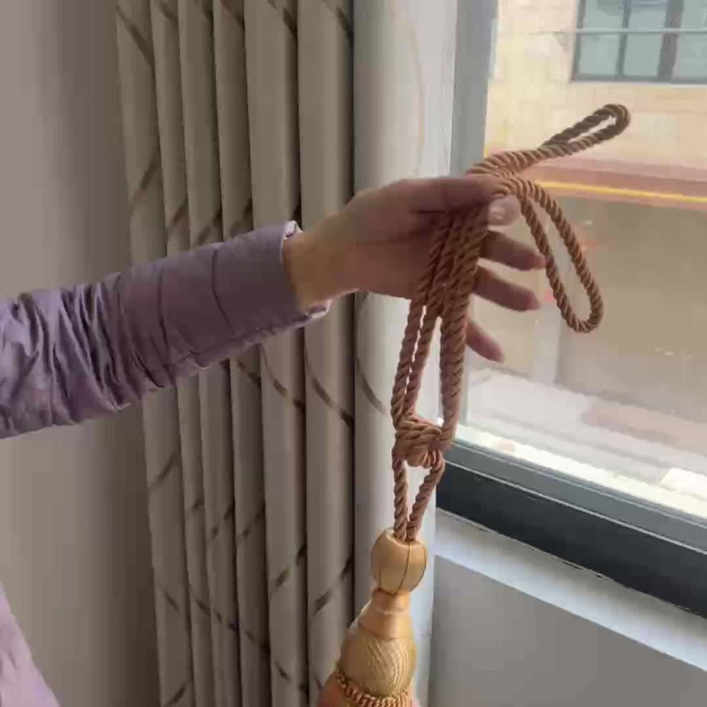 Curtain Tiebacks with Tassels Hand Woven Rope Curtain Tie Backs with Golden Accents 4/8pcs Home Decor