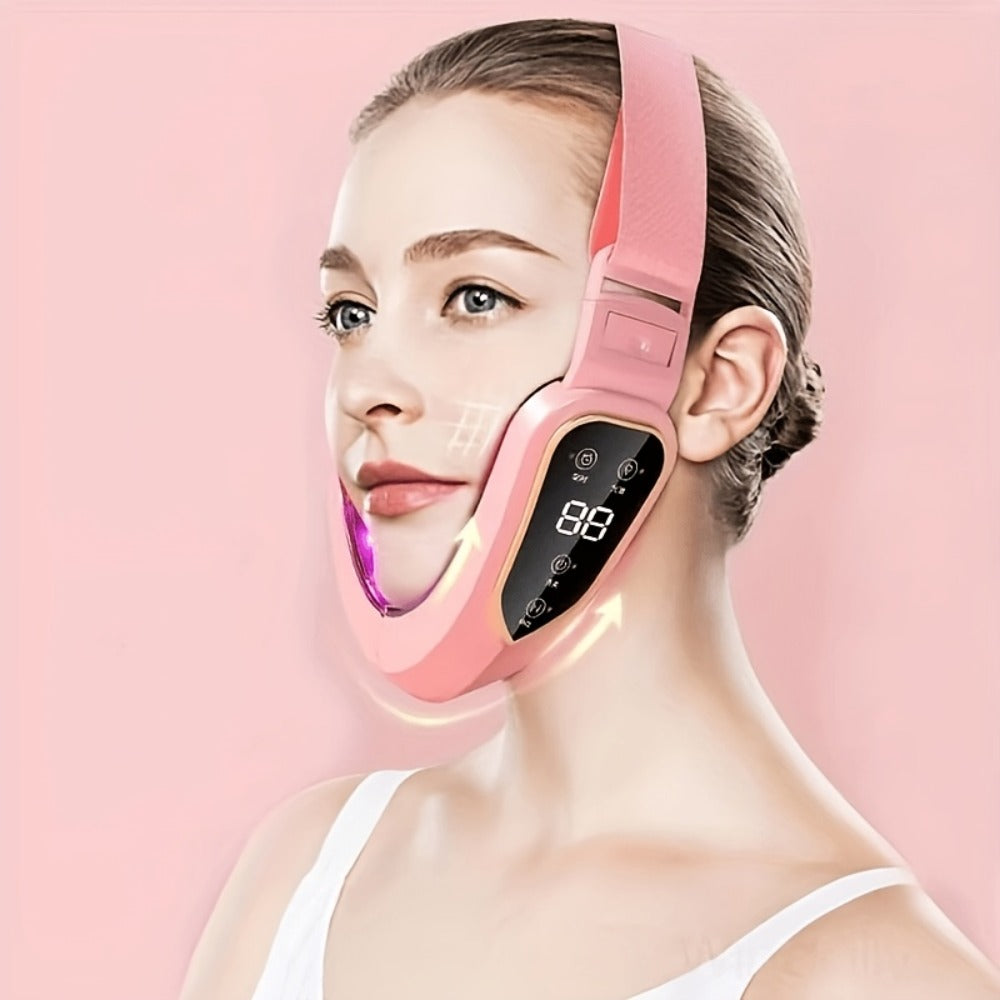 Double Chin Reducer Face Lifting Massager - 6-Speed Electric V-Line Facial Slimming Device, USB Rechargeable Jaw Exerciser & Skin Tightening Beauty Tool for Women, Dark Green / Light Green / Pink
