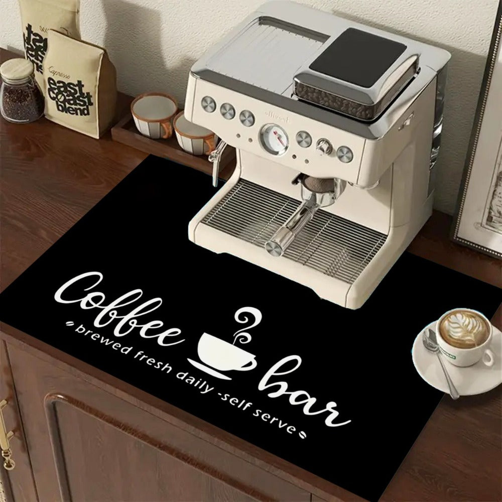 Coffee Machine Mat Absorbent Dish Drying Mat Bohemian Coffee Bar Mat for Kitchen Countertop Coffee Station Accessories Placemat Decor
