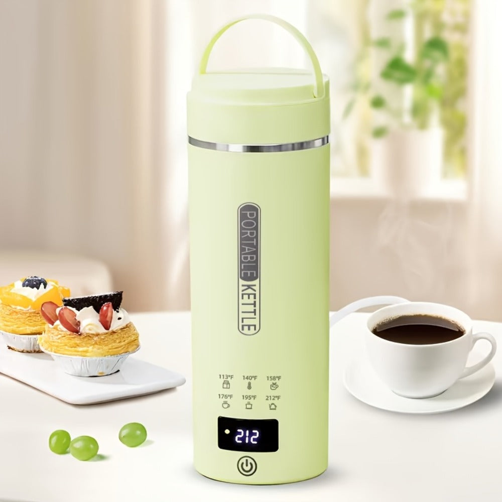 Travel Electric Kettle Portable Mini Water Boiler | 6 Temperature Settings | 304 Stainless Steel | Auto Shut-Off Boil-Dry Protection | BPA-Free | 15oz Coffee Tea Milk Kettle for Travel Home Office