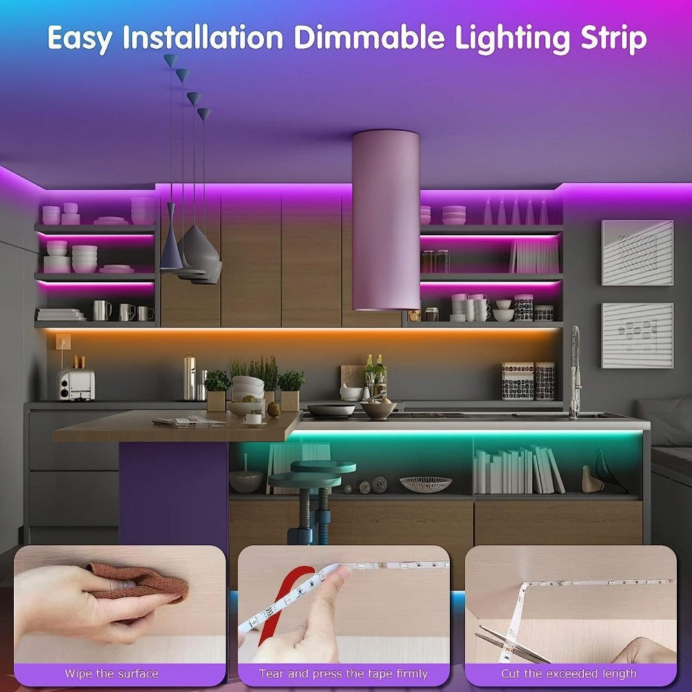 Smart LED Strip Lights 5050 RGB IC App & Remote Control, Music Sync Color Changing, for Bedroom Living Room Kitchen TV Home Decoration, Party Holiday Lighting ¨C 25ft 50ft 100ft 130ft 200ft Available