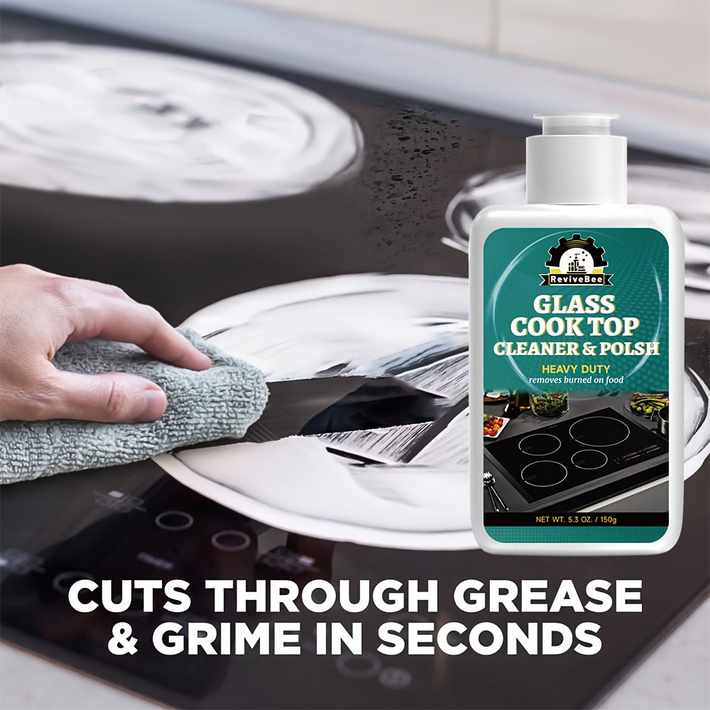 Glass Cooktop Cleaner and Polish ¨C Powerful Stain Remover, Removes Oil Film, Water Spots & Burnt-On Residue, Long-Lasting Surface Protection for Ceramic & Induction Cooktops ¨C 5 Pack Value Set