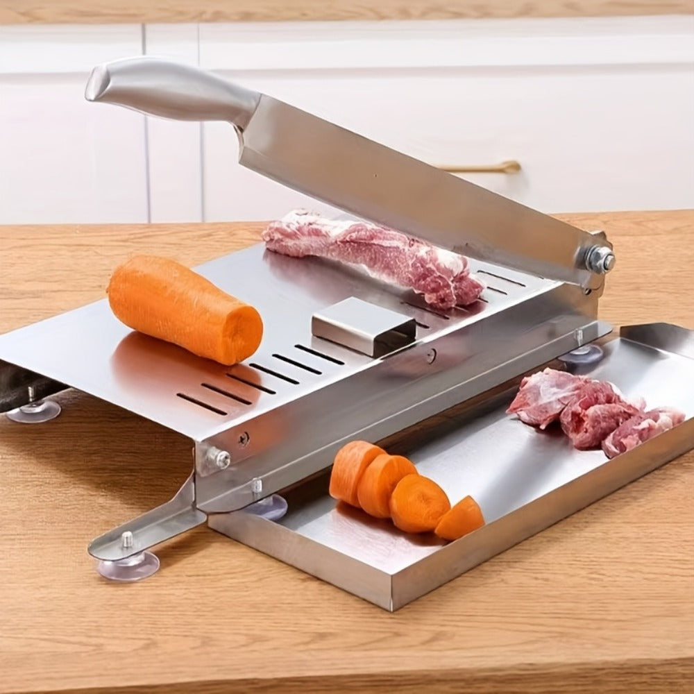 Stainless Steel Manual Meat Slicer Frozen Beef Cutter ¨C 408 Steel Blade Rectangle Slicer for Beef Rolls Vegetables & Bone | Easy to Clean Household Meat Cutting Tool Kitchen Gadget