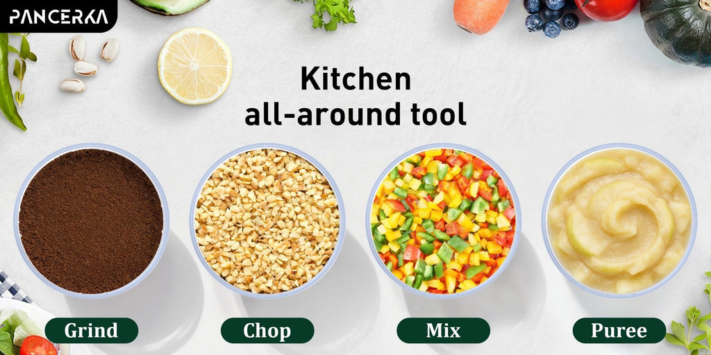 Electric Food Chopper Mini Food Processor ¨C One-Touch 600ml Vegetable Chopper with 4 Stainless Steel Blades, Meat Grinder Blender for Garlic, Fruits, Smoothie, Puree, Black