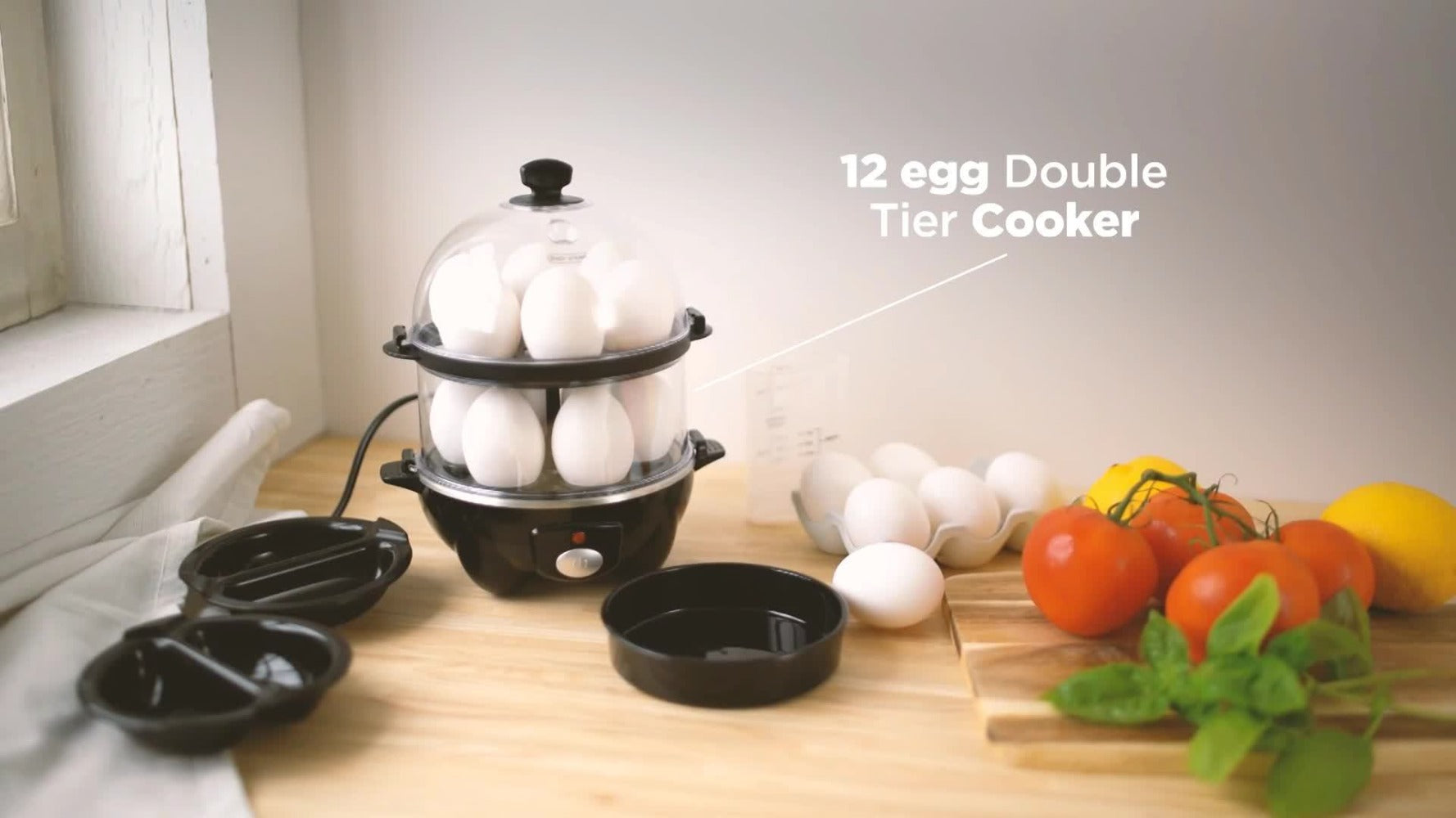 Electric Egg Boiler & Cooker with Auto Shut-Off ¨C Single & Double Layer, Multi-Function for Hard Boiled, Soft Boiled, Scrambled, Omelette, Steamed Vegetables & Dumplings, 4 Colors