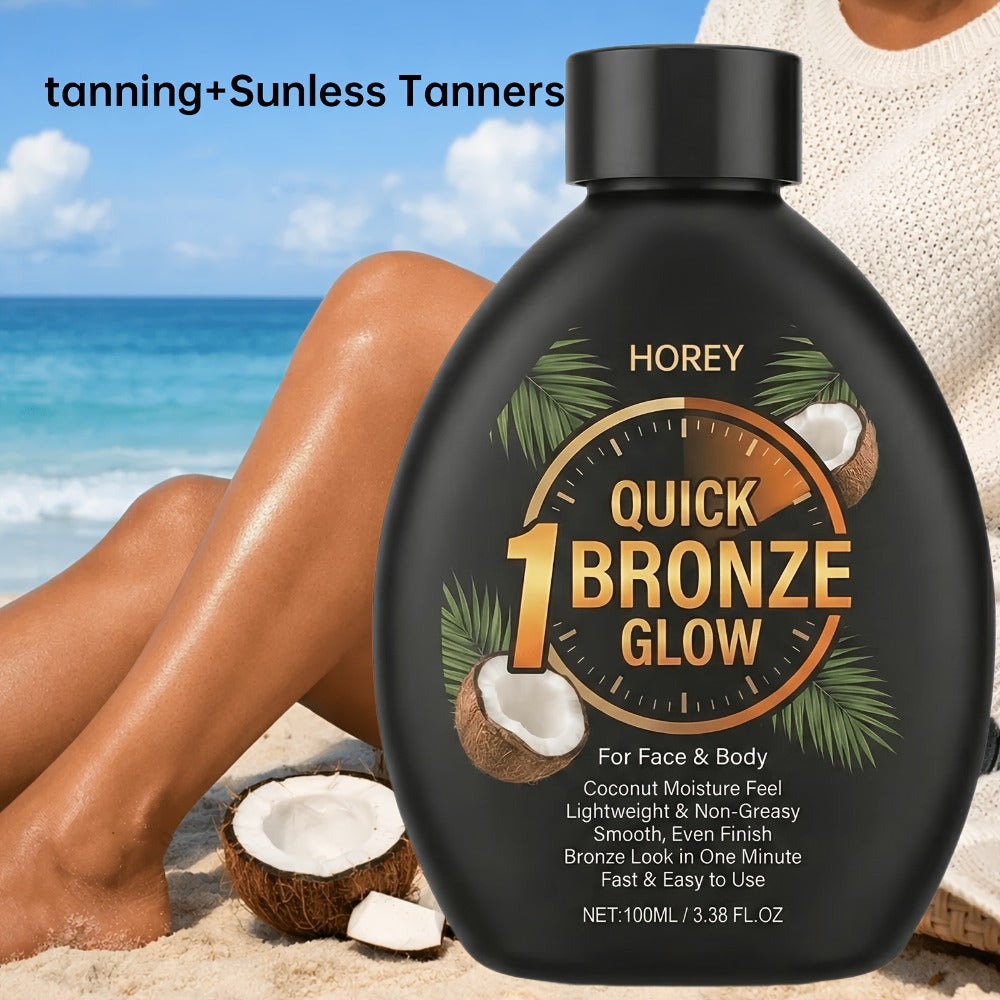 Dark Self Tanning Lotion Sunless Tanner 3.38oz - Instant Radiance, Hydrating & Smoothing, Tattoo Friendly | Lasting Bronze & Golden Brown Glow | Beach Style Formula