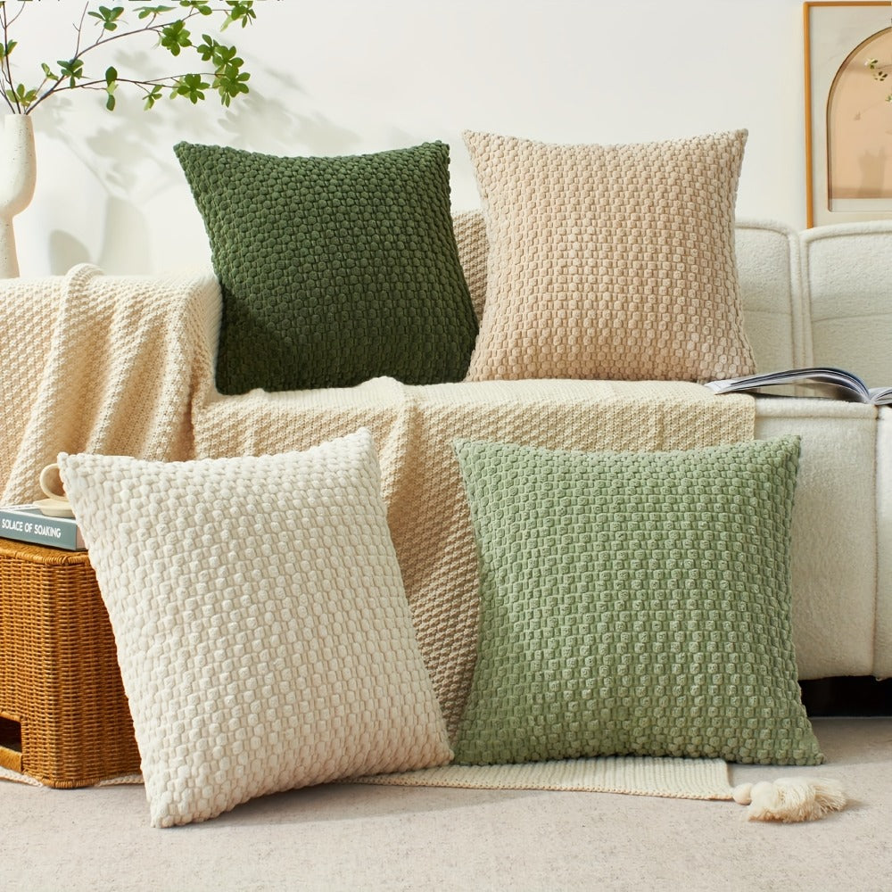 Velvet Throw Pillow Covers 4-Pack 20x20 Inch - Double-Sided Soft Cushion Covers with Zipper Closure, Machine Washable Decorative Pillowcases for Sofa Couch Bed Chair & Modern Home Decor