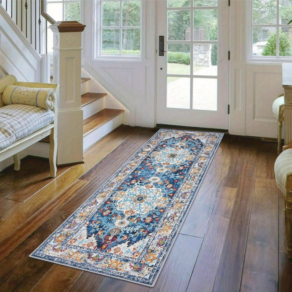 Runner Rug Boho Hallway Rug Machine Washable Non-Slip Vintage Farmhouse Accent Area Rug for Entryway Kitchen Living Room Bedroom Laundry Room - 2x6 2x8 2x10 Carpet Mat