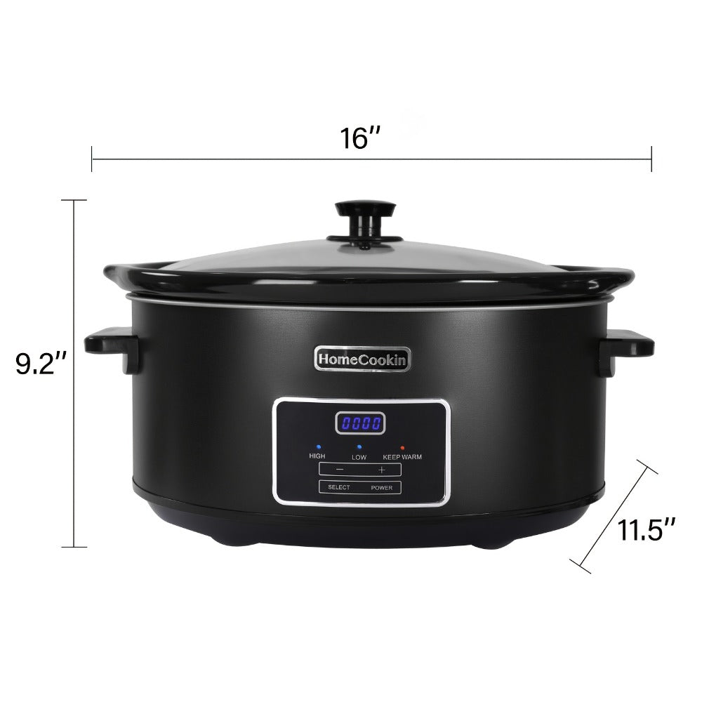 Digital Slow Cooker 6 & 7 Quart Programmable with Non-stick Ceramic Bowl, Countdown Timer & Keep Warm ¨C Oval Glass Lid Crock Pot for Family Meals Soups Stews Holiday Cooking