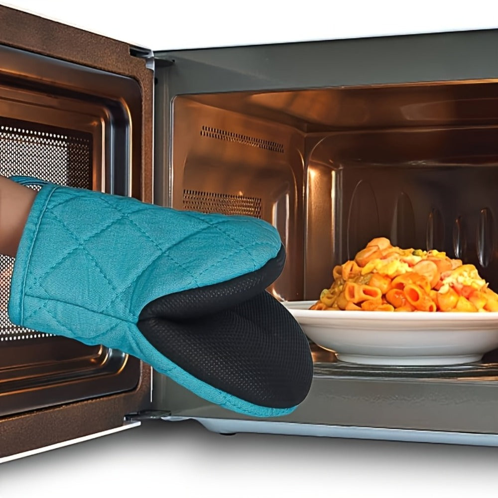 Oven Mitts 2 Pack Heat Resistant Kitchen Gloves - Non-Slip Multi-Ply Durable Cooking Baking Gloves Food Safe for BBQ Grilling Thanksgiving Christmas Holiday Kitchen Gift