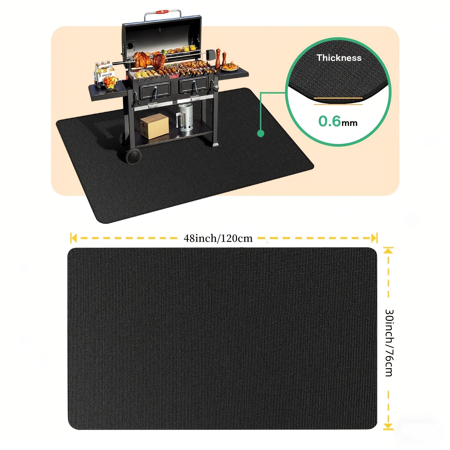 BBQ Grill Mat Fireproof & Heat Resistant - Double-Sided Fiberglass Grill Pad for Outdoor Grills, Fire Pits & Smokers | Waterproof Oil-Proof Deck & Patio Protector | Easy Clean BBQ Splatter Mat