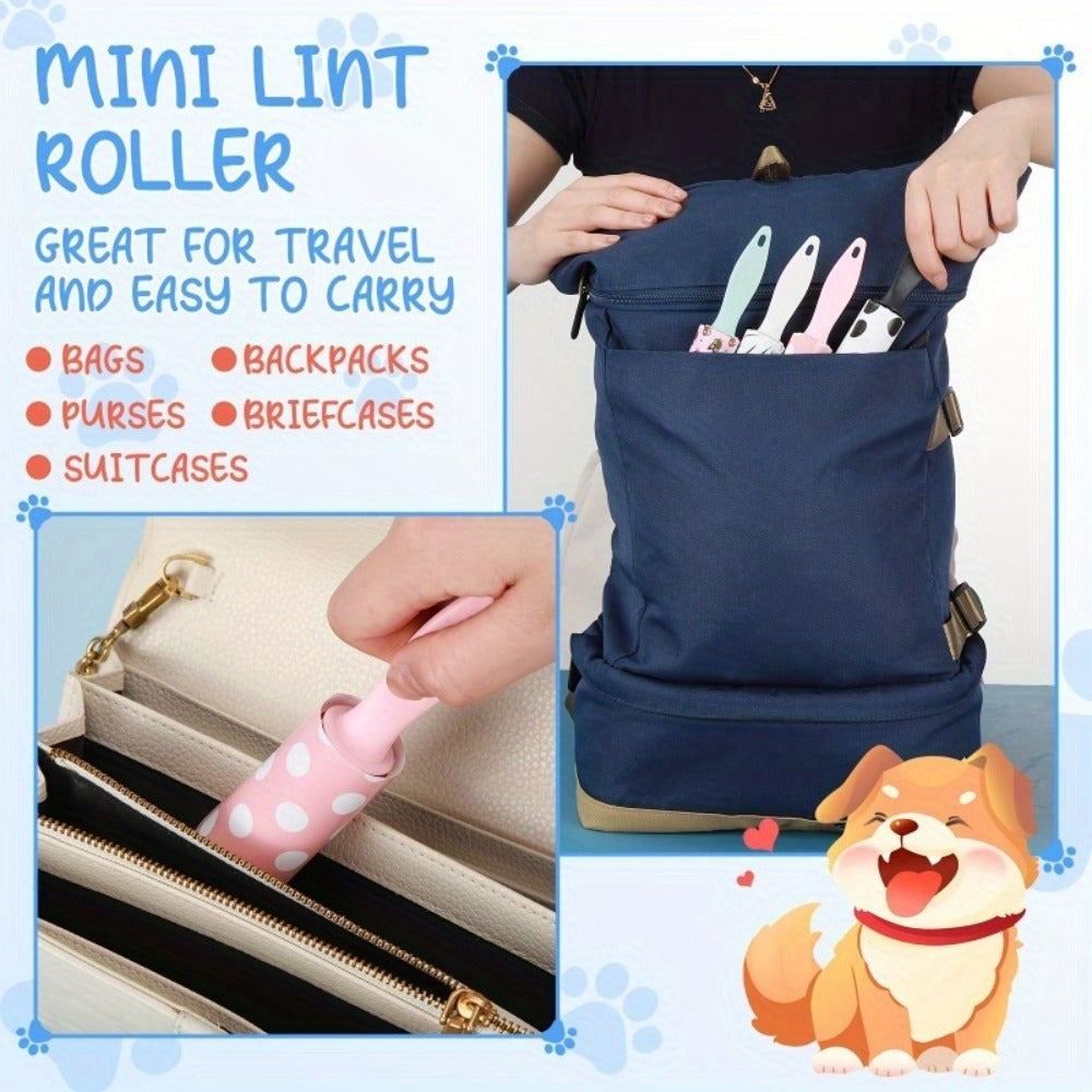 Lint Roller Pet Hair Remover Mini Portable 12 Pack Travel Size No Power Required for Clothing Furniture Car Seats Couch Reusable Clothes Cleaner Bulk Value Pack Great for Gift Bags