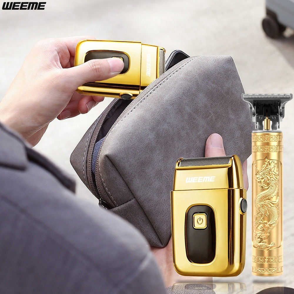 Men's Electric Hair Trimmer and Beard Trimmer 2-Piece Set Cordless Hair Clipper Short Beard Shaver for Haircut Shaving Styling Home Car Travel Use