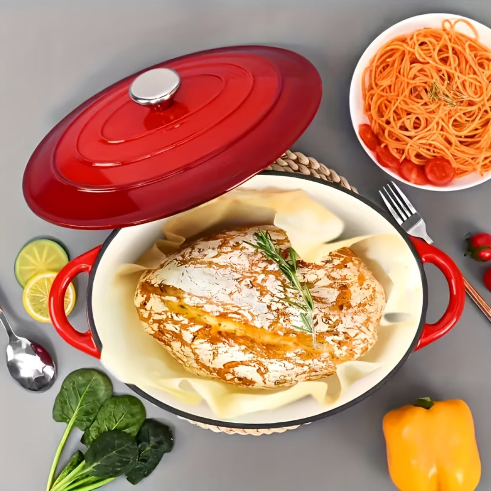 Enameled Cast Iron Dutch Oven 4.5QT with Lid & Dual Handles - Even Heat Distribution, Non-Stick Enamel Interior, for Bread Baking, Slow Cooking, Braising & Roasting, Compatible with All Stovetops & Oven