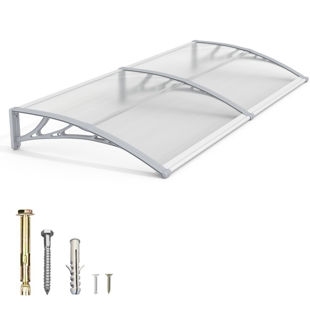 Window Awning Door Canopy Polycarbonate Overhang ¨C UPF 50+ UV & Rain Protection, Leak-Proof Hollow Sheet, Weather-Resistant Outdoor Patio Awning for Doorways, Windows, Storefronts ¨C Multiple Sizes & Colors