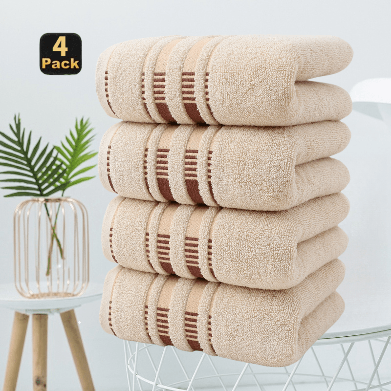 Cotton Face Towels 4-Pack Set, Super Absorbent Soft Pure Cotton Washcloths for Hotel Spa Salon Home Use, Skin-Friendly Cleansing & Dry Hair Towels