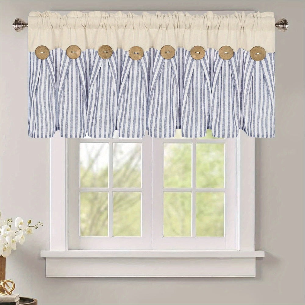 Semi Sheer Curtains Bohemian Linen Cotton Patchwork Grommet Top Window Drapes for Bedroom Living Room Kitchen Bathroom Cafe - Boho Country Cottage Style 4 Seasons 1 or 2 Panels