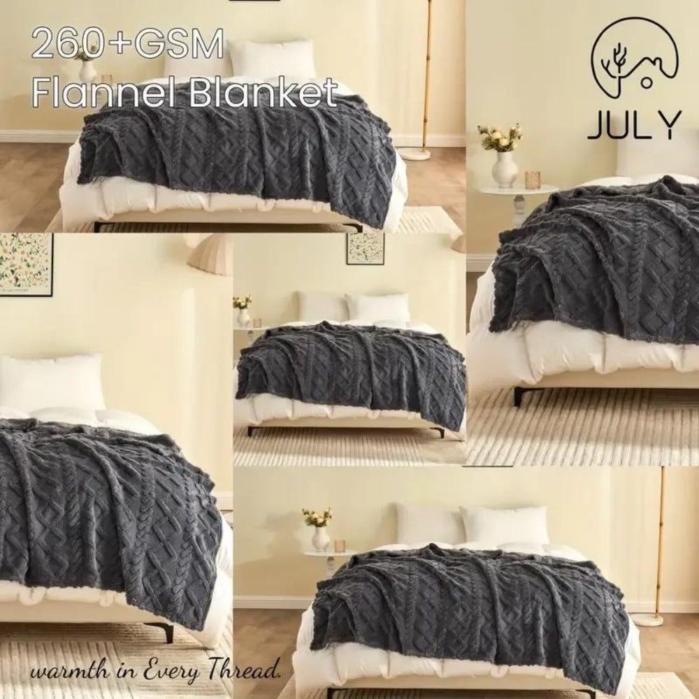 3D Plush Dense Weave Fleece Blanket ¨C Ultra-Soft Warm Throw for Bed, Couch, Travel & Outdoor, Air-Conditioning Friendly, 3 Colors, 2 Sizes