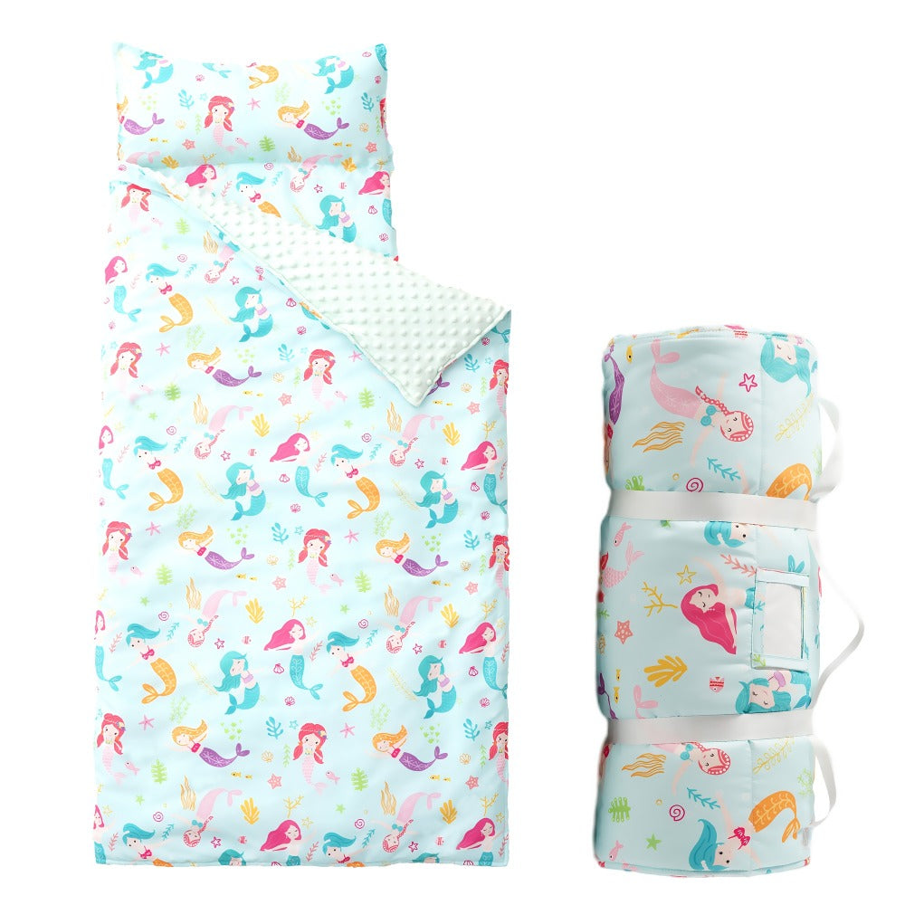 Kids Nap Mat Roll-Up Sleeping Mat for Daycare & Travel - 100% Polyester, Machine Washable, Fun Prints