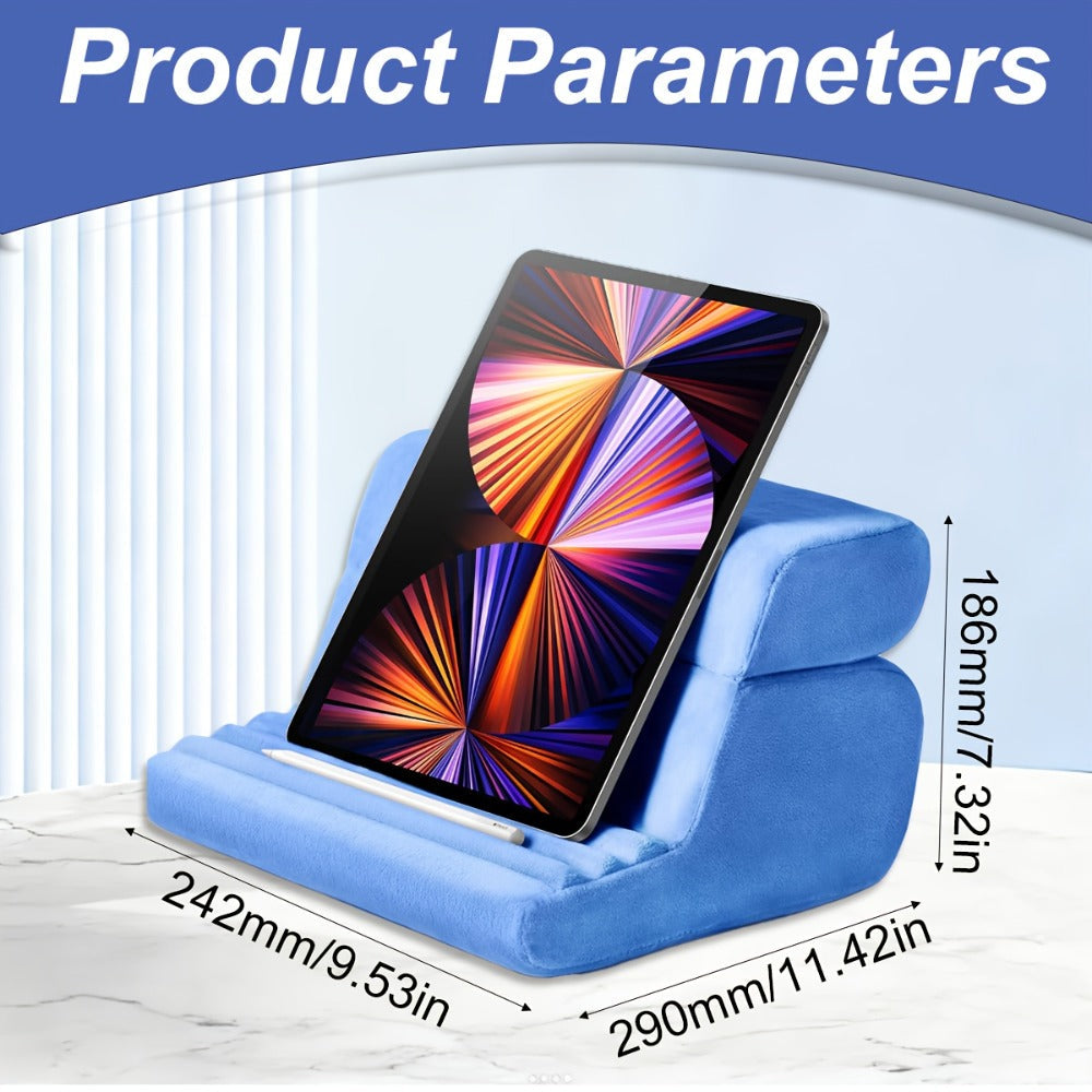 Tablet Pillow Stand Lap Bed Holder ¨C Hands-Free Viewing, Foldable, Washable Cover, Fits iPad iPhone E-Reader